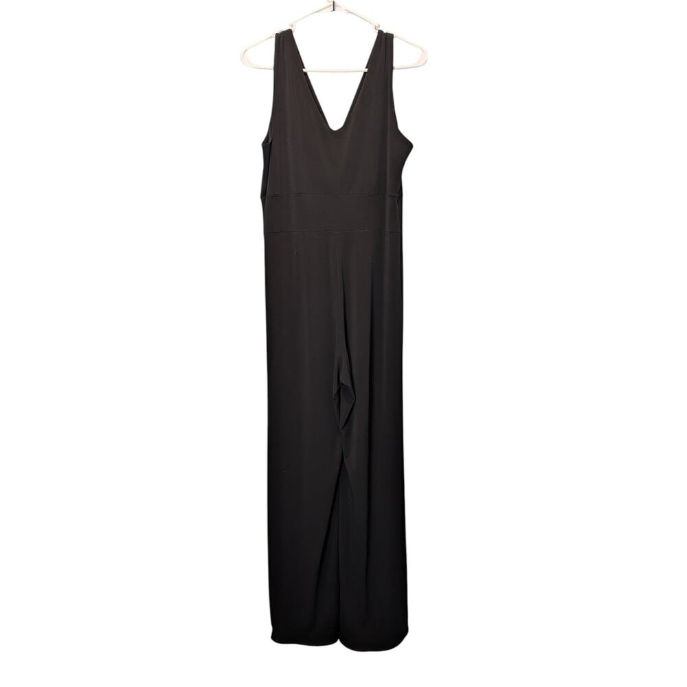 Clara Sun Woo Sz M Signature Black Jumpsuit Sleeveless V Neck Surplice Wide Leg - Picture 6 of 7